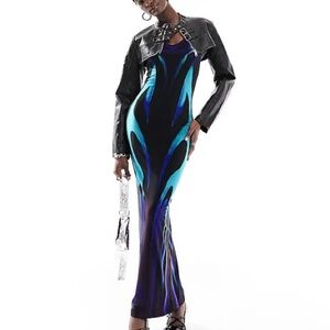 Chic The Kript Black and Blue Maxi Dress